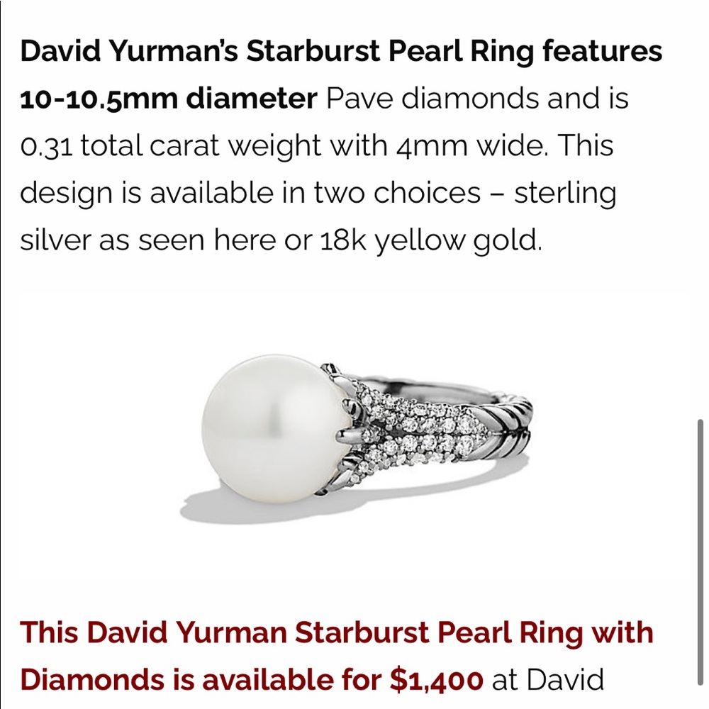 David yurman starburst pearl and diamond ring OFFERS WELCOMED